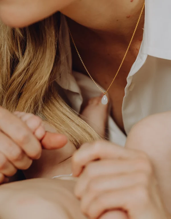 Moedermelk - Druppel edelsteen ketting - Moedermelkjuweel